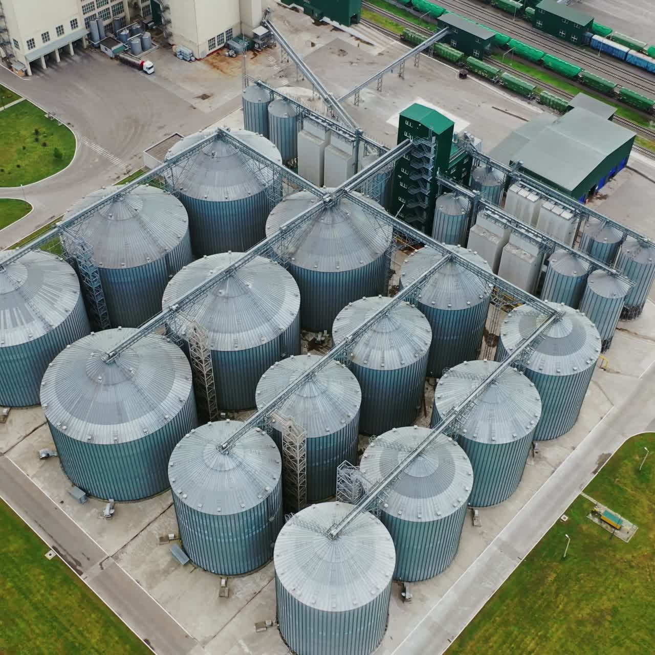 Seed silos in agricultural zone