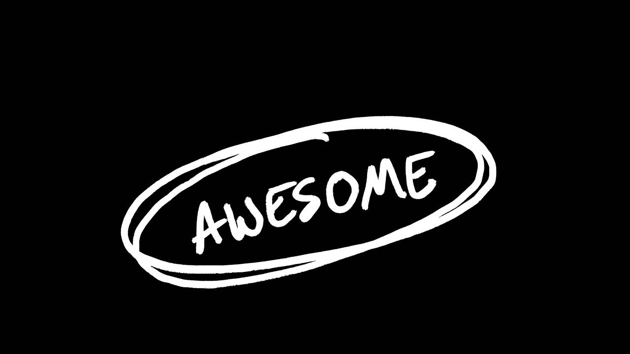 Animated Hand-Drawn 'Awesome' Word with Oval Frame