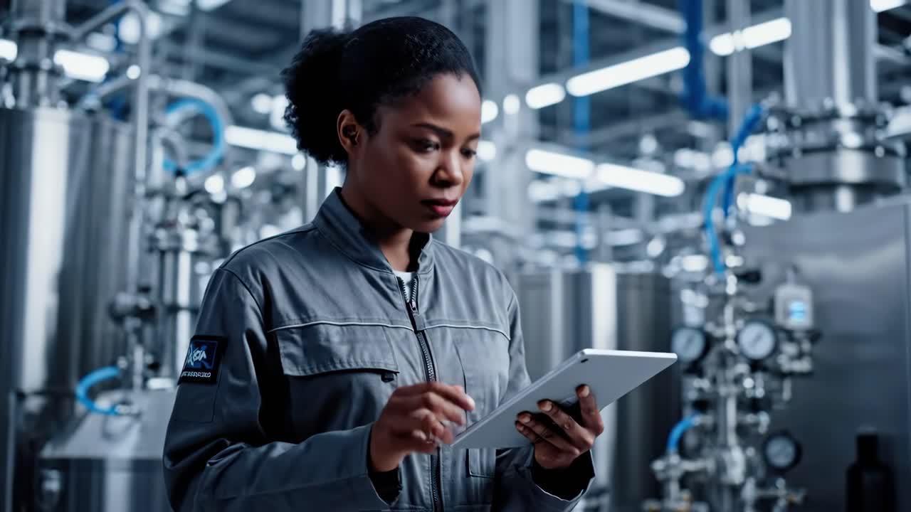 Female engineer in a factory