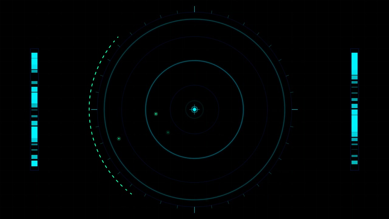 Futuristic Digital Radar Interface Scanning on Dark Background