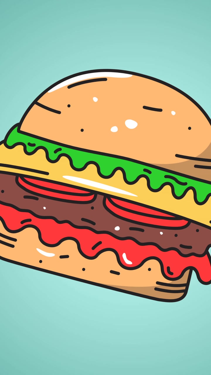 Animazione di più icone di hamburger su sfondo verde