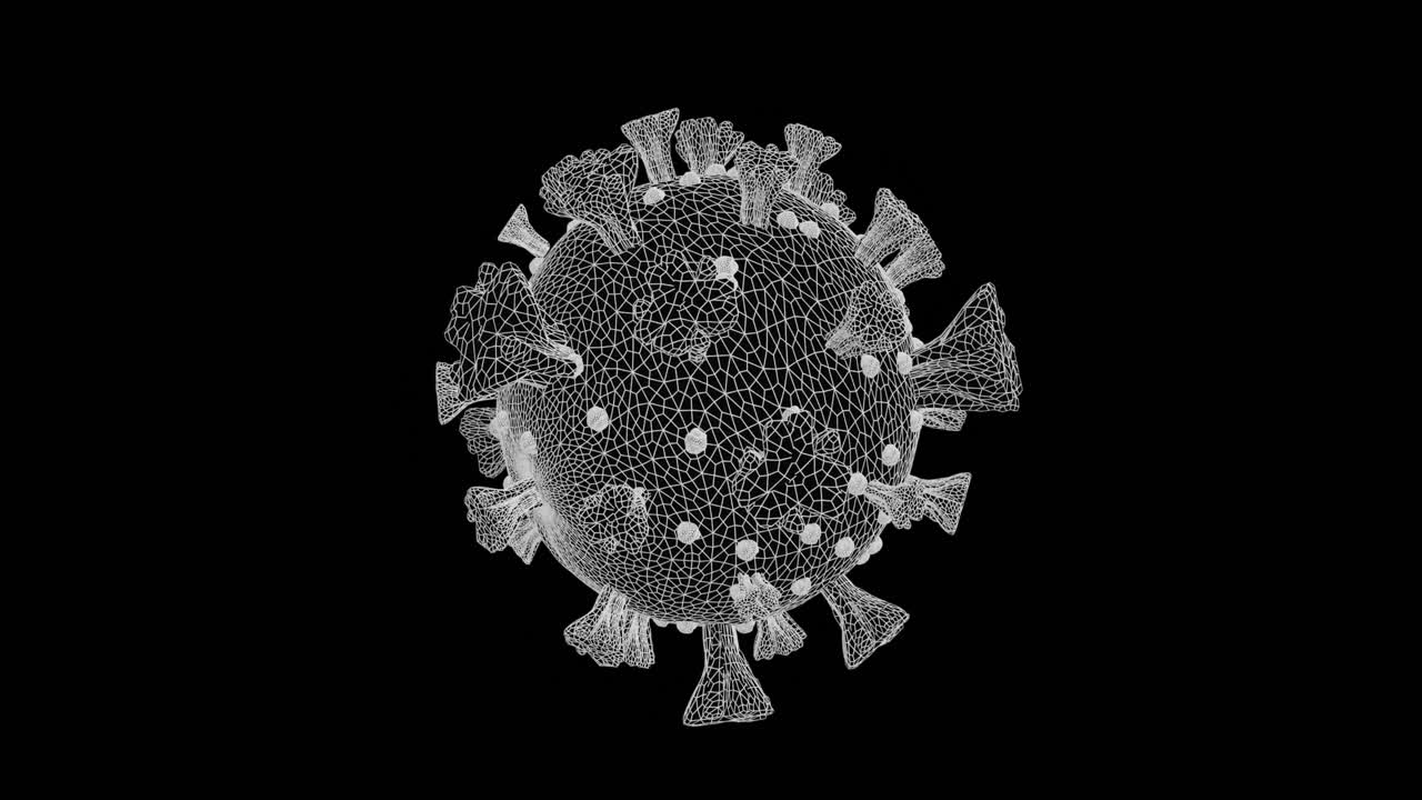 animación de células de macro coronavirus covid-19 flotando en una vena. 4k