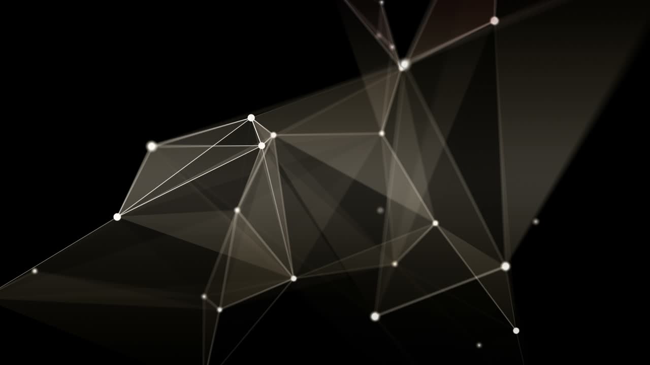 Futuristic plexus animation with glowing triangles in slow motion, 4096x2304 loop 4K