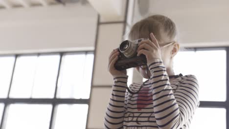 girl with vintage camera