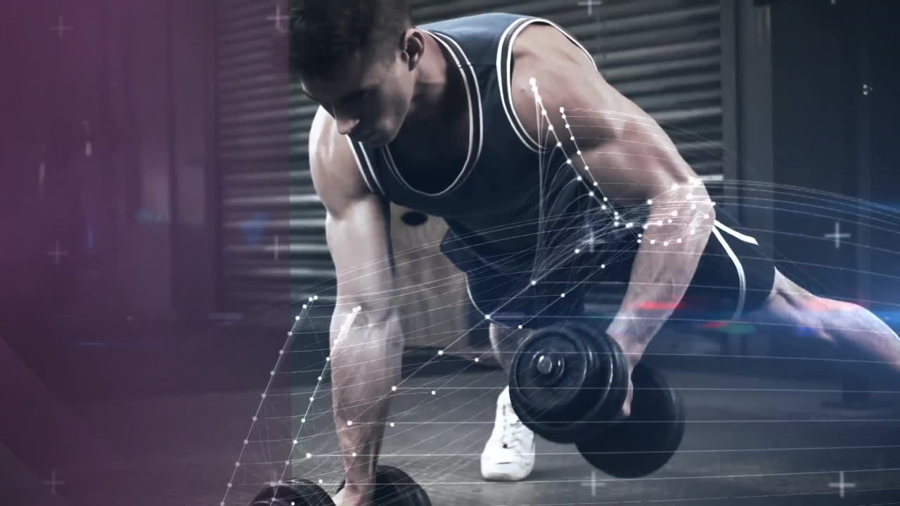 카우카스 강인자가 운동하는 연결을 가진 스의 애니메이션