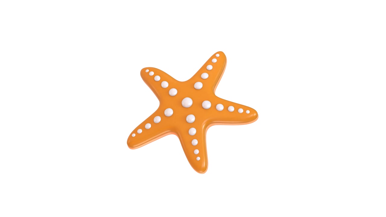 3D Animated Orange Starfish Rotating on White Background