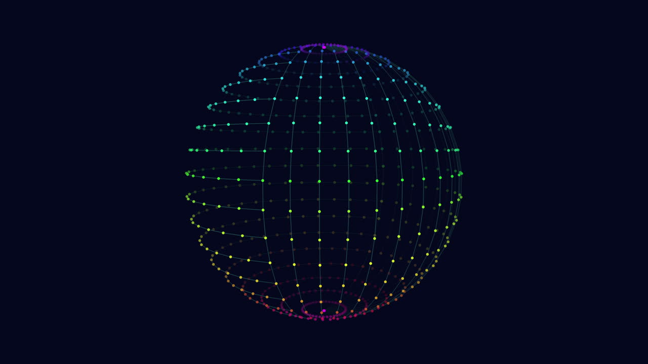 esfera geométrica futurista con destellos de neón en gradiente negro