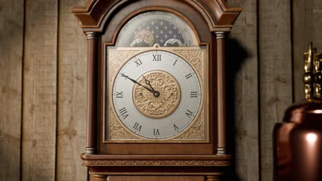 3d animation showing a close up of an old grandfather clock