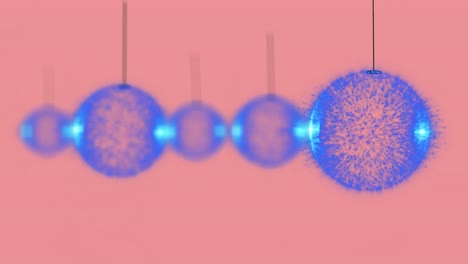 animación de bolas de navidad sobre un fondo rosa