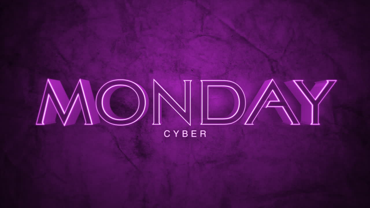 texto de lunes cibernético monocromático oscuro en degradado púrpura