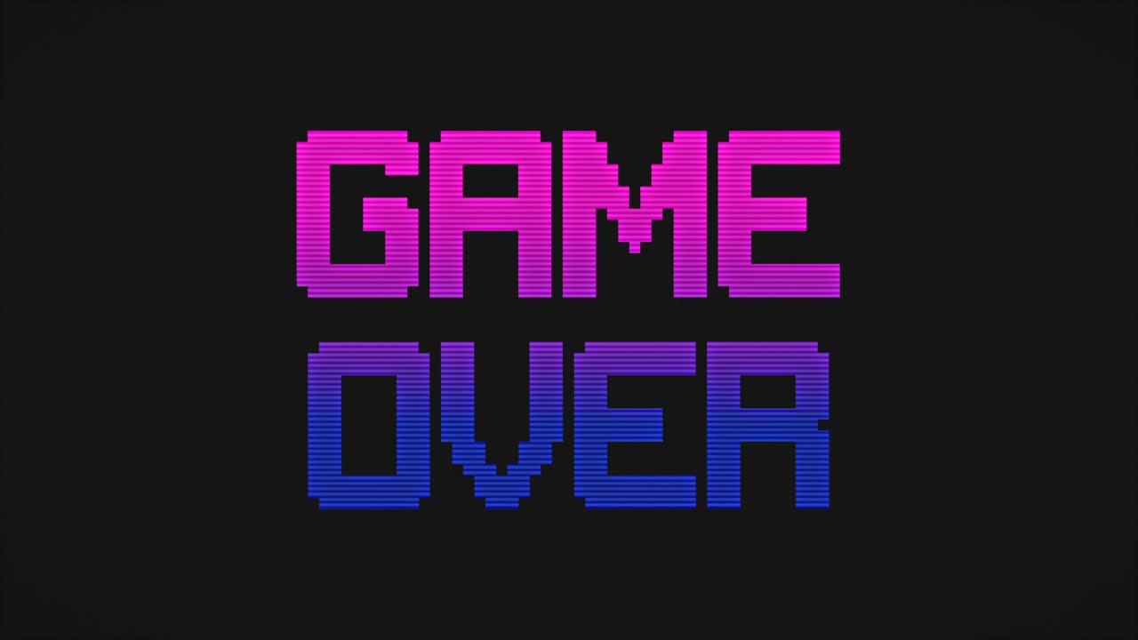 GAME OVER Screen Pink And Blue Colors