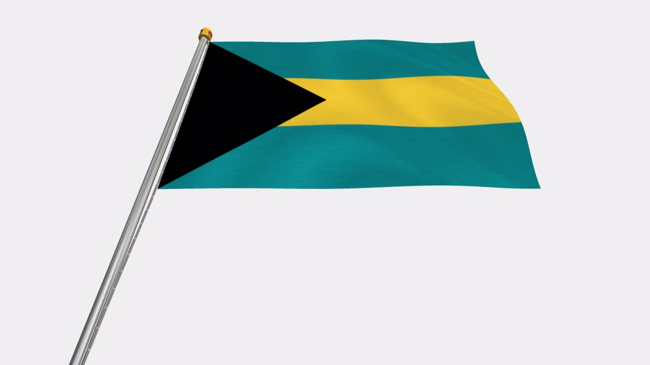 Loop-Video der Flagge der Bahamas, die im Wind weht, 4K-Zeitlupenvideo, mit Alphakanal
