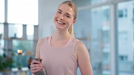 Exercise,-face-and-woman-smile-in-living-room