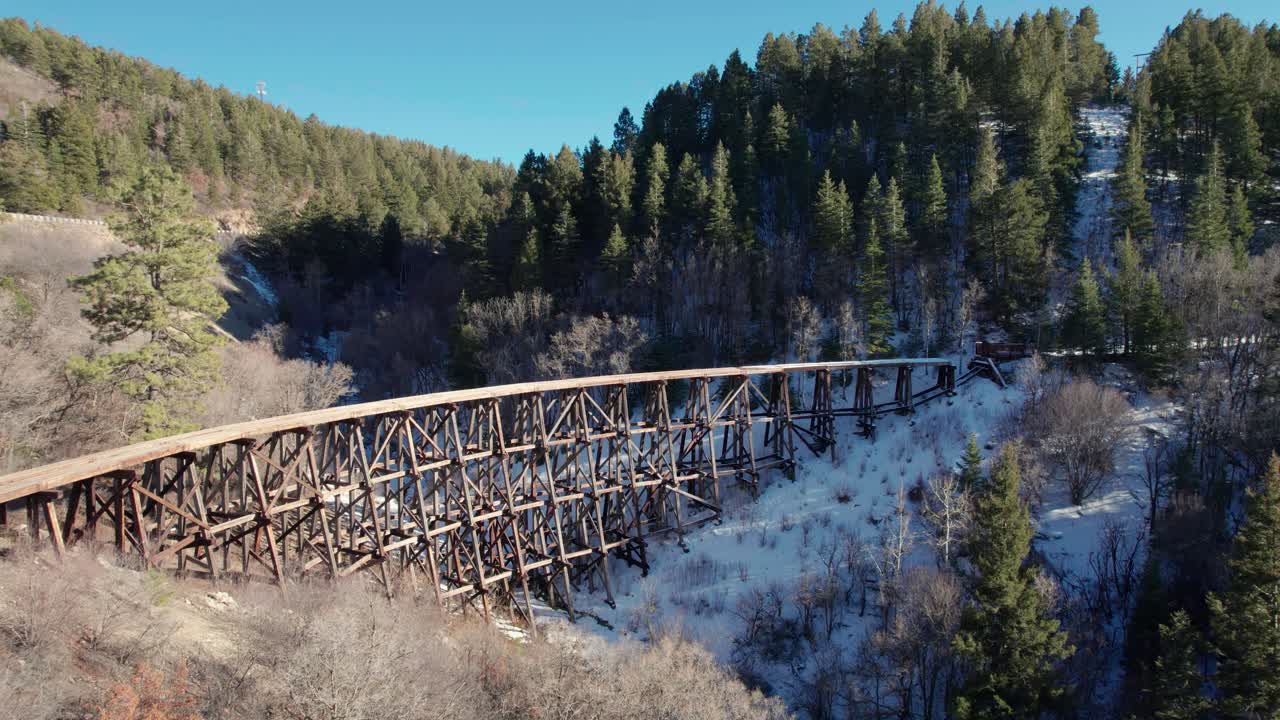 vista aérea de drones del caballete del ferrocarril del cañón mexicano