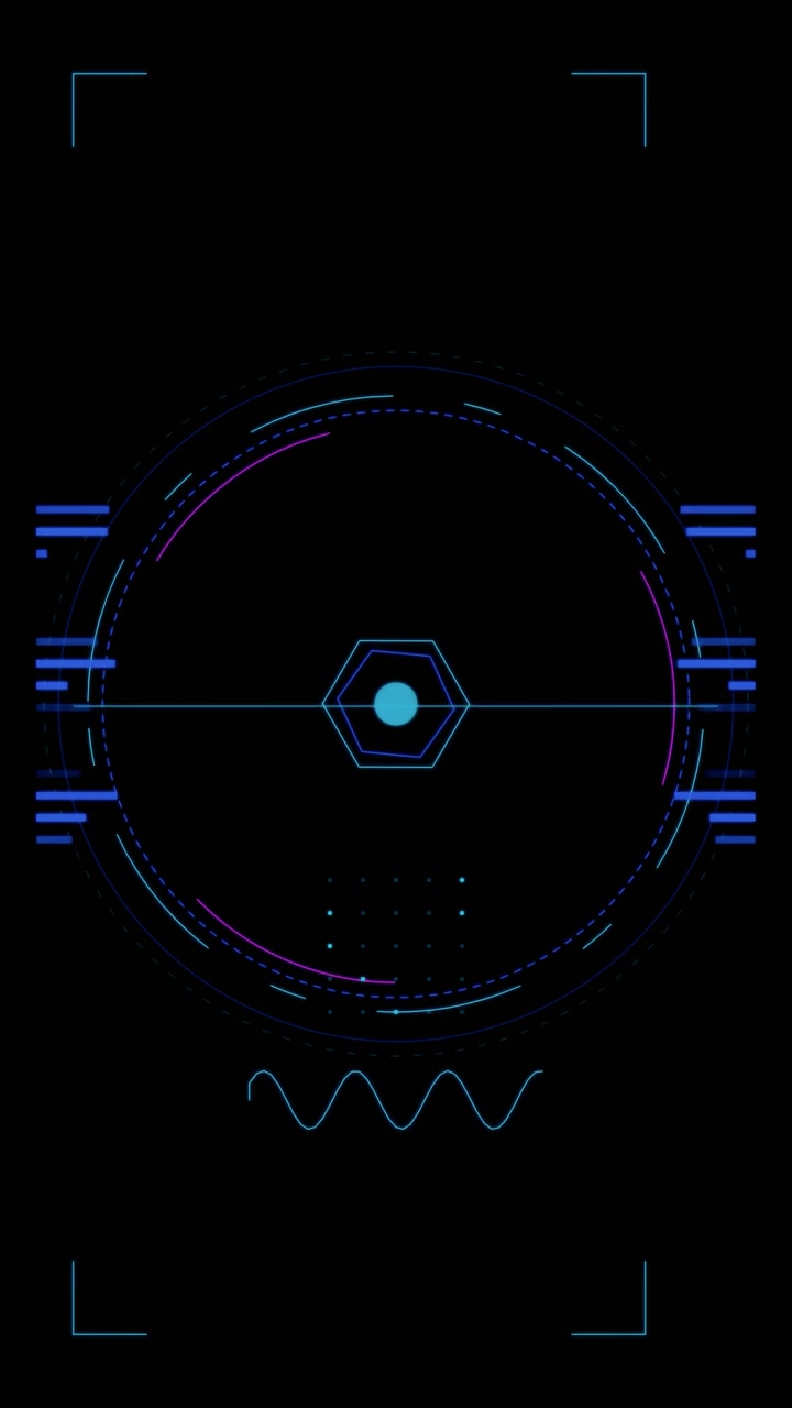 Futuristic Digital HUD Interface with Rotating Circular Elements