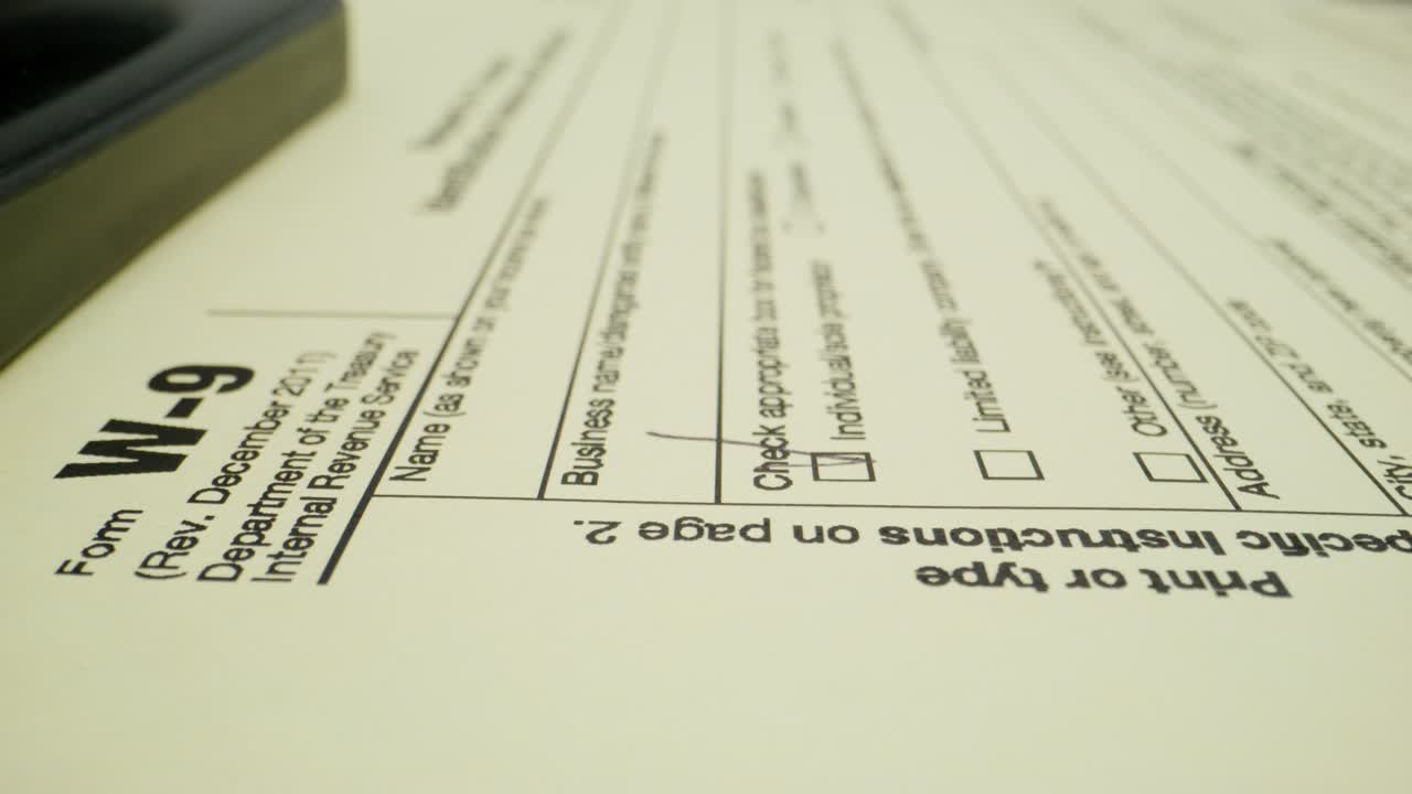 Close-up of W-9 Tax Form