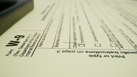 close-up of w-9 tax form