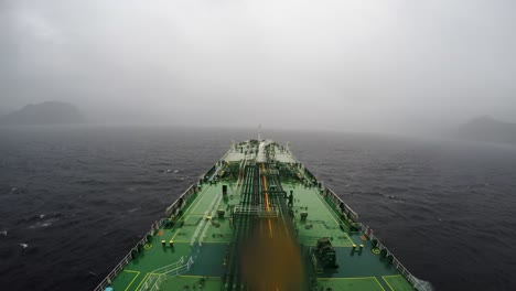 time lapse oil tanker transit crossing strait of magellan punta arenas snowing