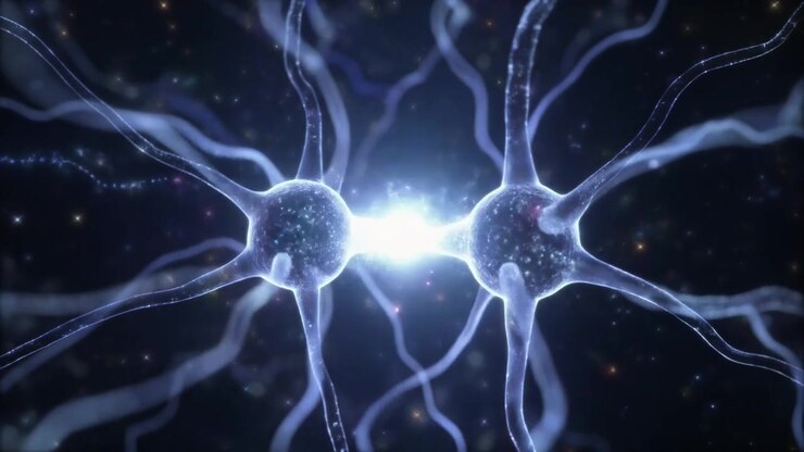 Neuroni che si connettono e inviano segnali elettrici nel cervello