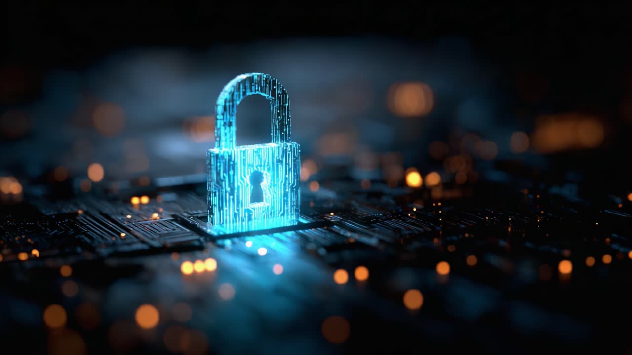 A Secure Digital Lock Glowing on a Circuit Board, Symbolizing Advanced Cybersecurity Measures and Protection of Sensitive Information