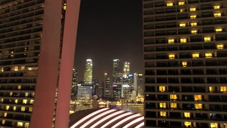 singapore skyline at night from a high-rise hotel