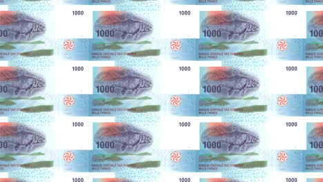 billetes de un mil francos comorenses de las comoras, dinero en efectivo, bucle