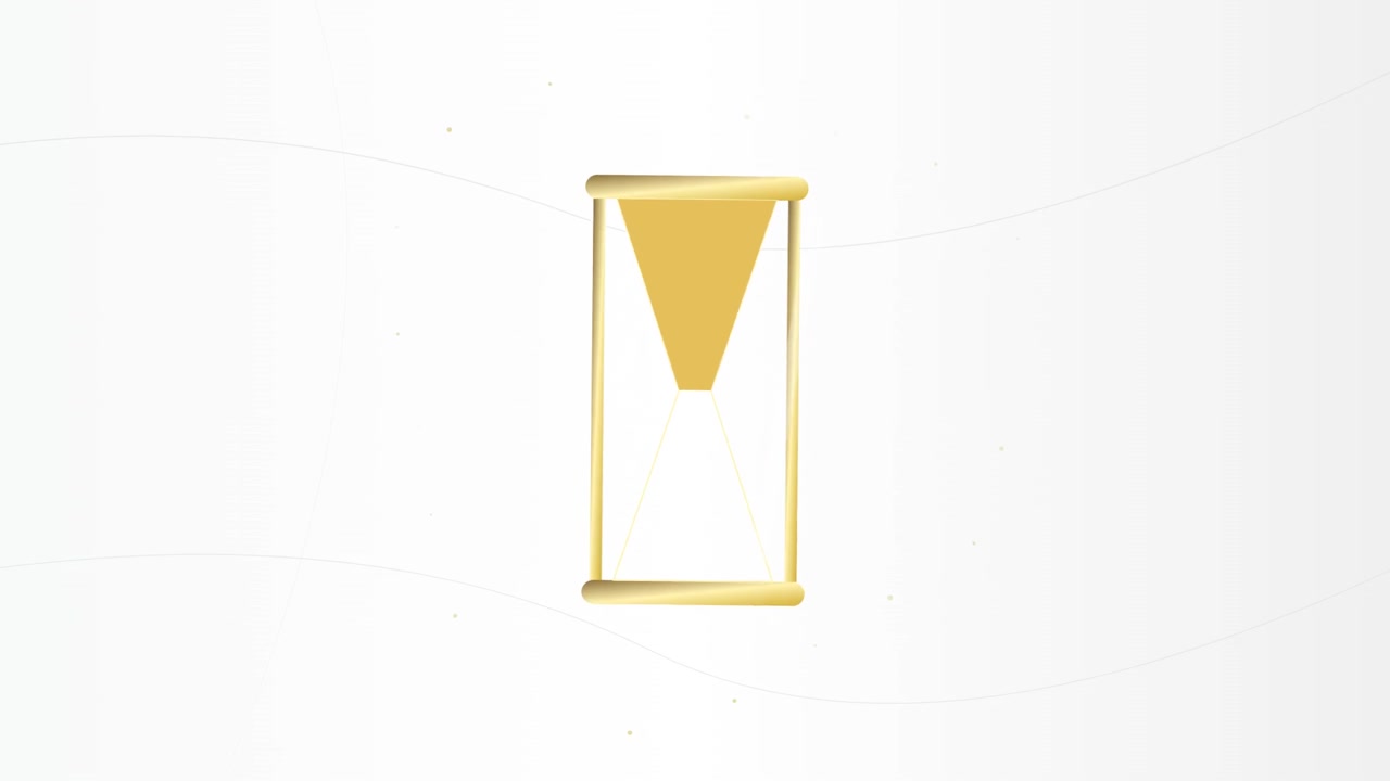 Rotating Golden Hourglass on White Background