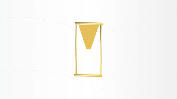 Rotating Golden Hourglass on White Background