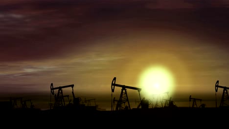 oil pumps - oil extraction on sunset background 2