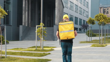 delivery person in urban setting