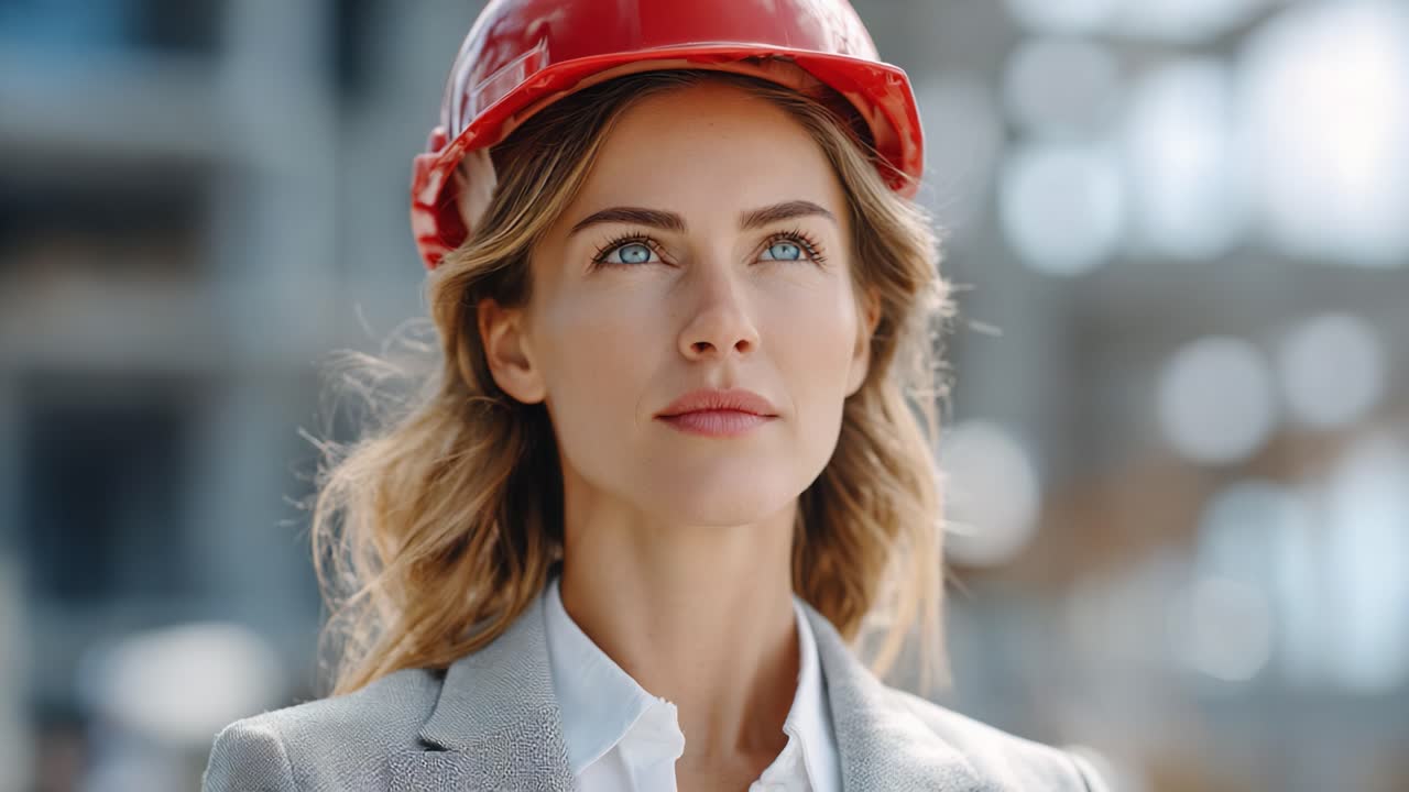 A Thoughtful Woman in a Hard Hat Reflects on Her Role and the Challenges Ahead in a Construction Environment, Symbolizing Strength and Leadership in the Industry
