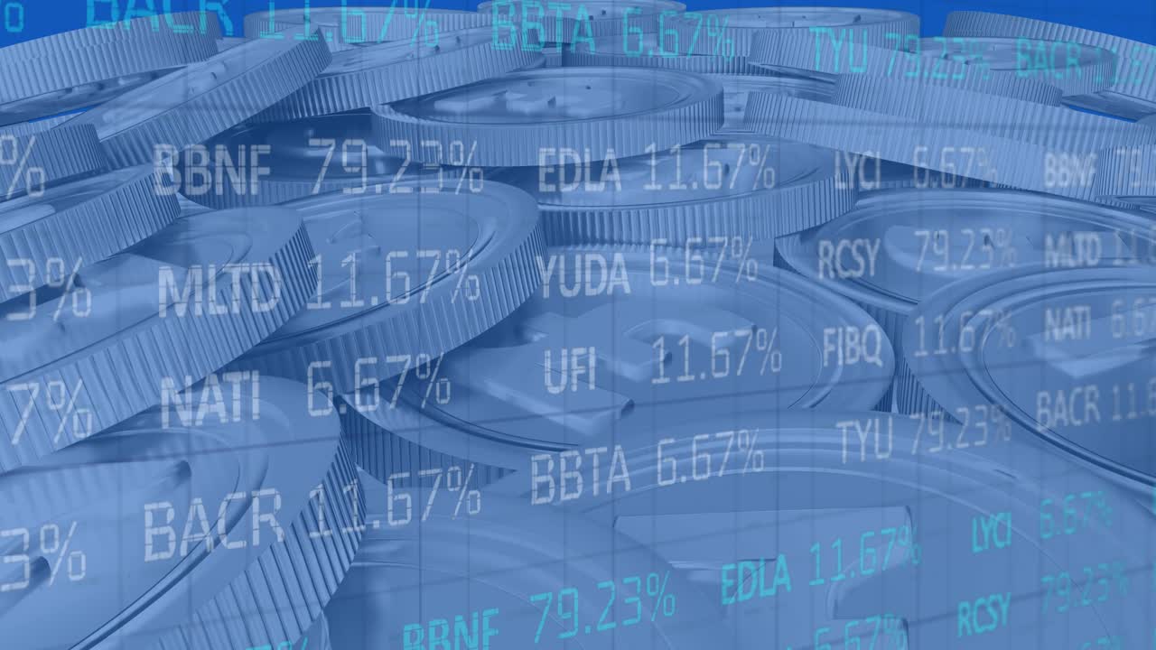 영국 파운드 동전에 대한 금융 데이터 처리 애니메이션