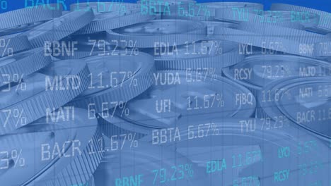 animación del procesamiento de datos financieros sobre monedas de libra británica