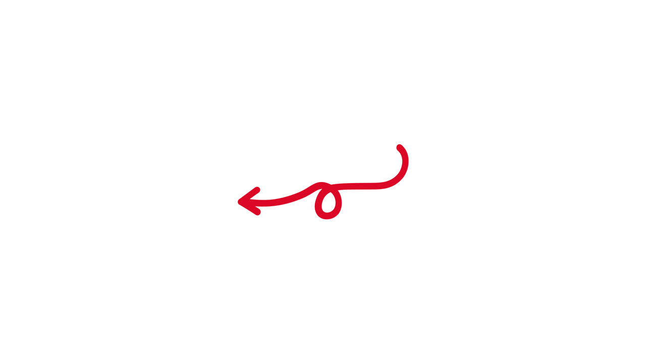 Animated Red Arrow Drawing and Pointing Left on White Background