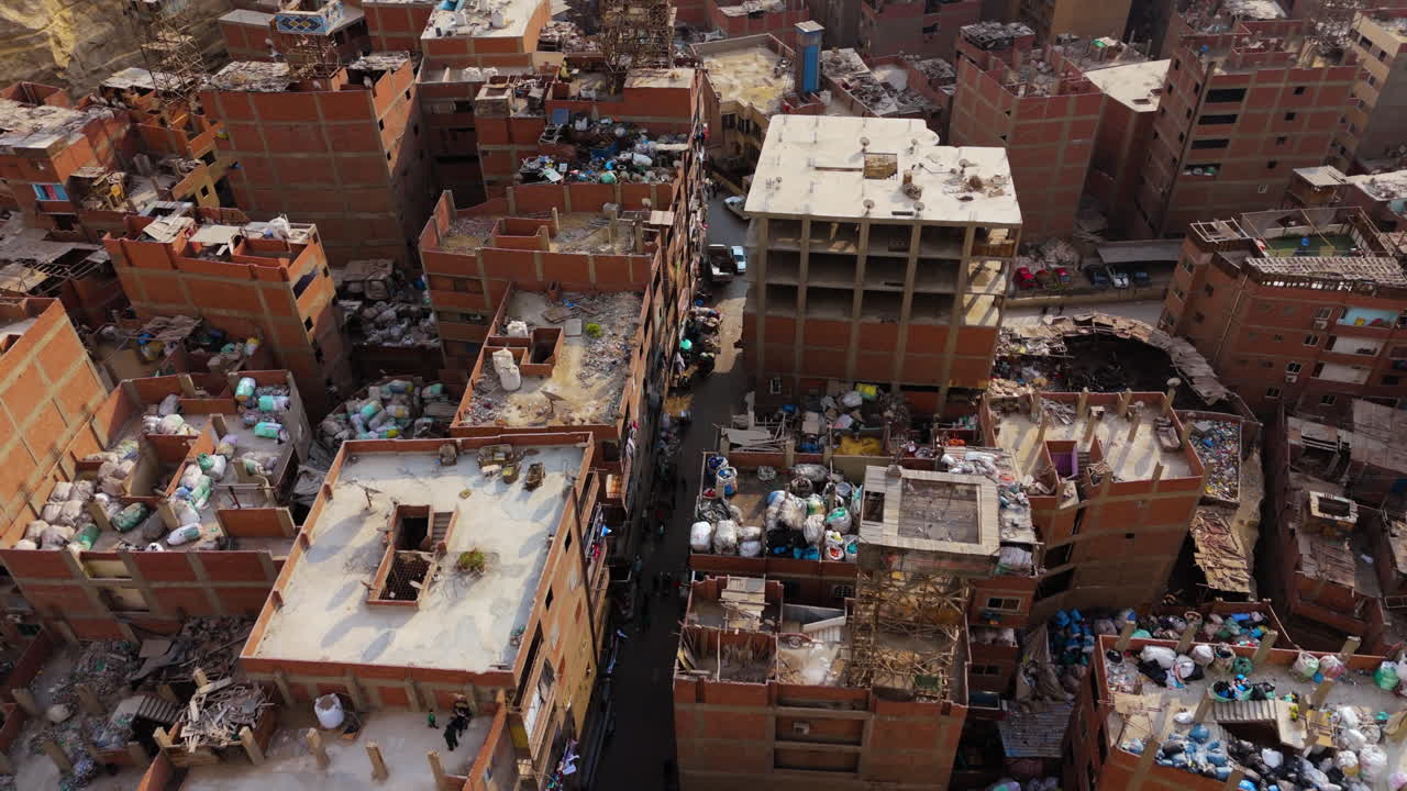 Informal waste economy seen from sky in Egypt