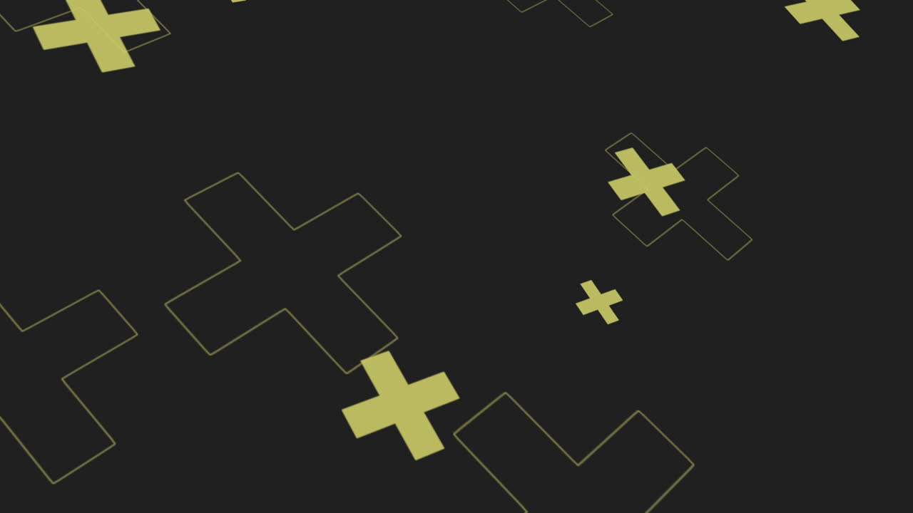 Bold yellow cross pattern on a black background