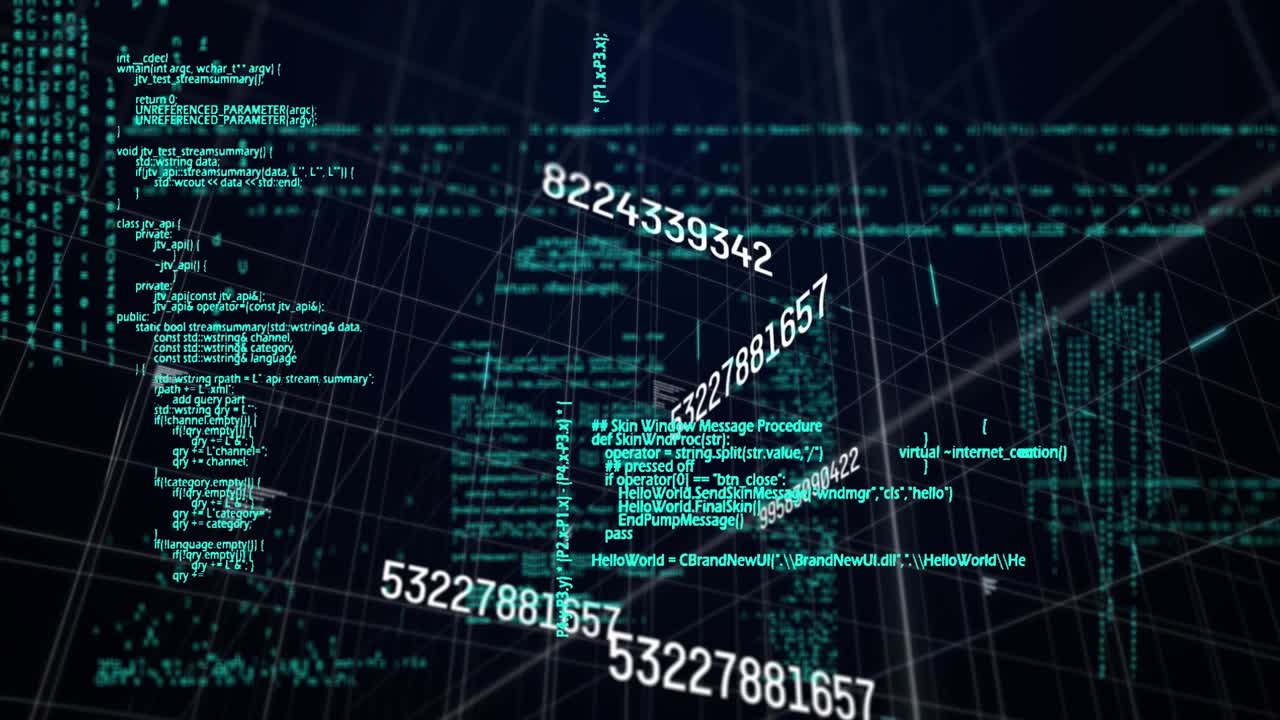 Animation data processing on black background