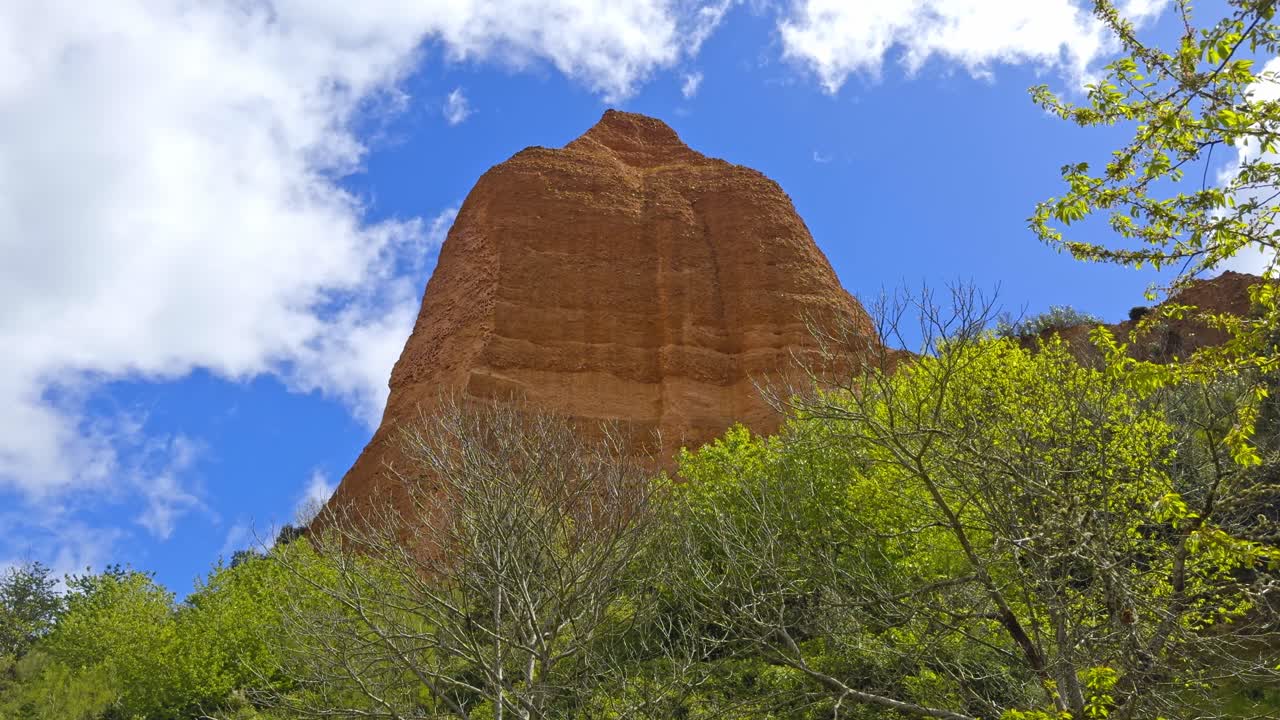 Beautiful Golden Mountain Surrounded By Vegetation Behind A Bunch Of Trees