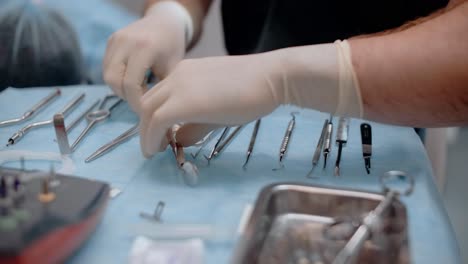 dental procedure with instruments
