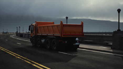 big lorry truck on the bridge