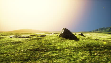 mountain valley during summer sunrise