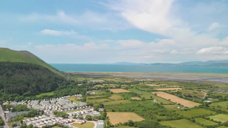 Aerial-view-of-small-village-near-the-sea