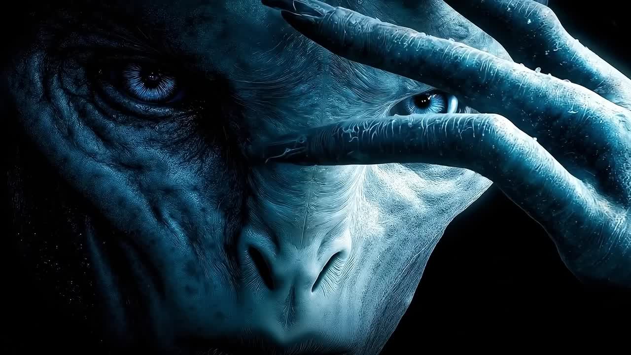 A close up of a gorilla's face with his hand on his face