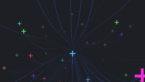 Colorful-Network-Of-Crosses-Against-A-Black-Background