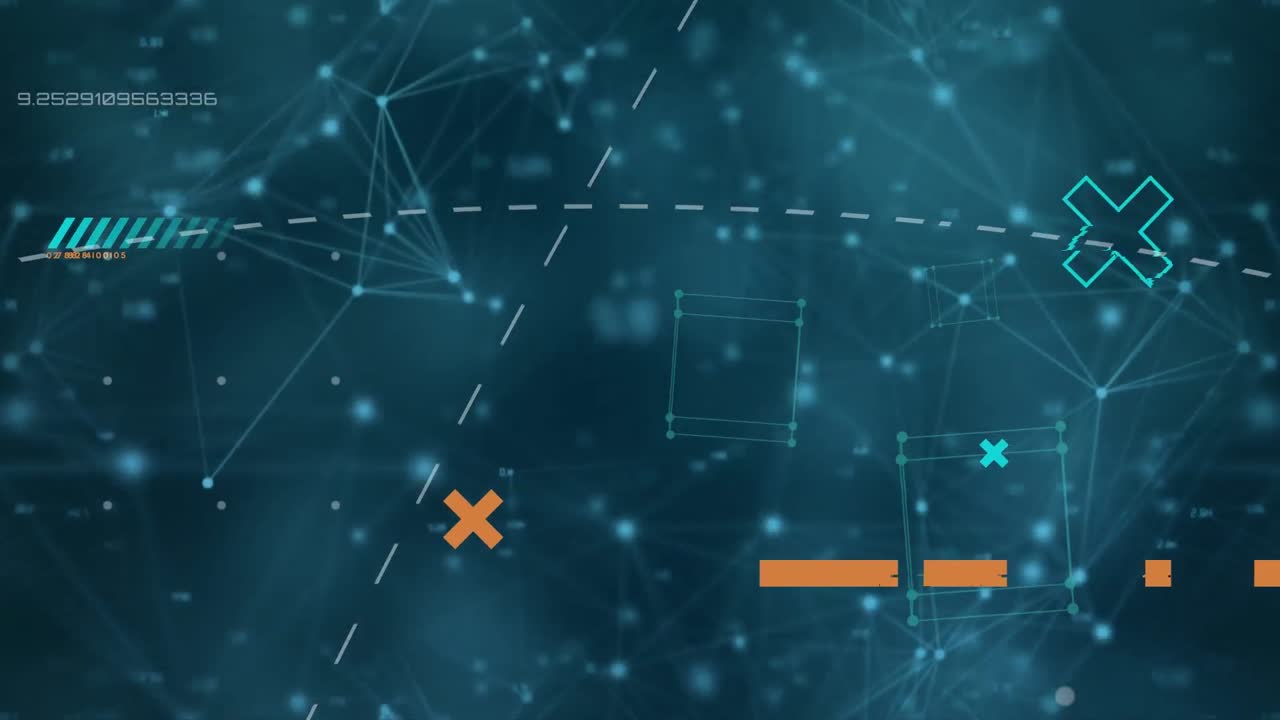 animación de formas geométricas sobre un fondo azul