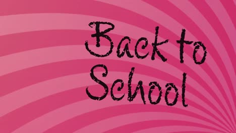 Animation-of-back-two-school-text-over-pink-stripes-spinning