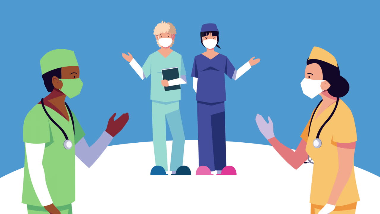 Interracial professionals doctors staff animation | Premium Stock Video ...