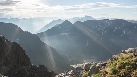 timelapse on a slider in the mountains with fog in the valley