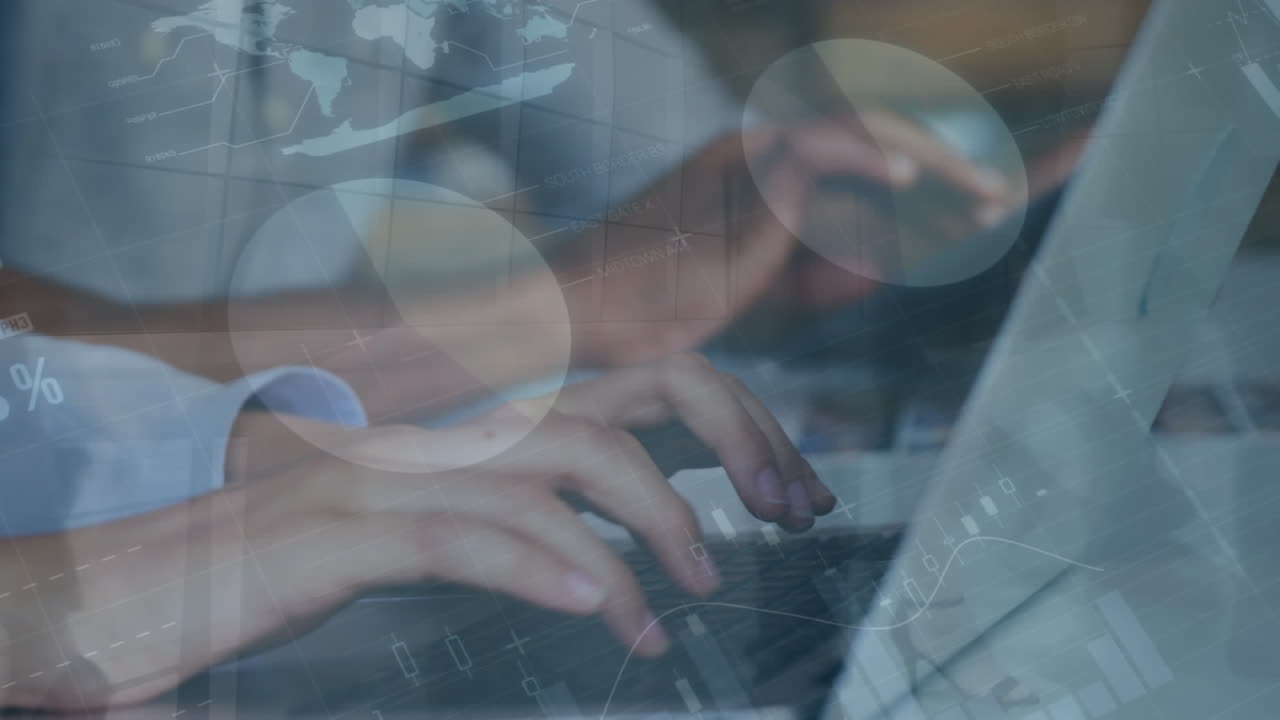 animación de las estadísticas y el procesamiento de datos sobre diversos empresarios que trabajan en la oficina