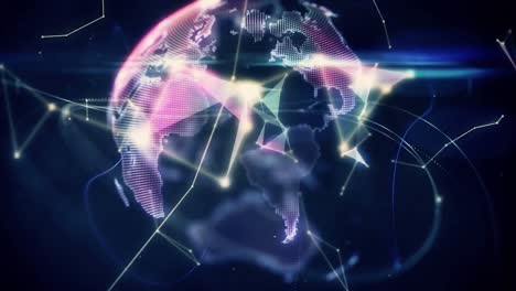 Animation-of-network-of-connections-with-globe-on-blue-background